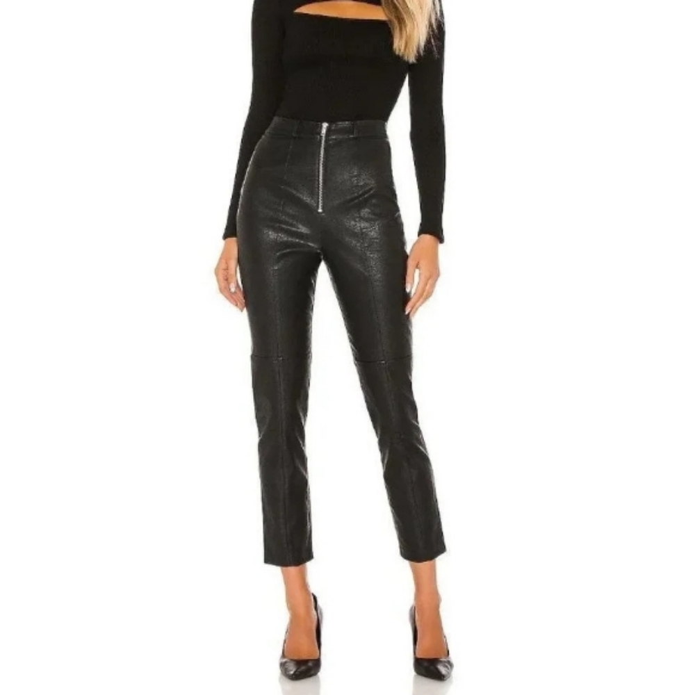 NWT Lovers+Friends Georgie Black Vegan/Faux Leather Pleather Pants XS